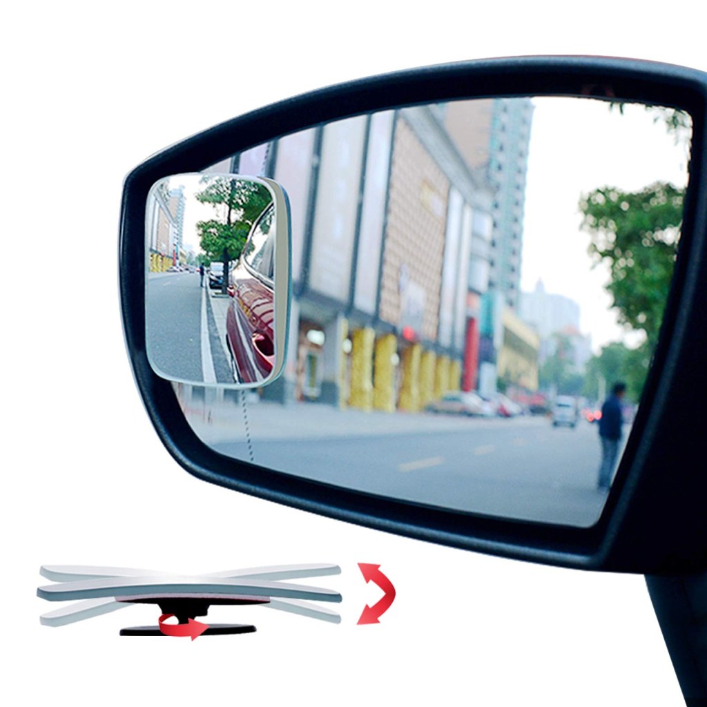 Picture of: Ampper Rectangle Blind Spot Mirror, HD Glass Frameless Stick on Adjustabe  Convex Wide Angle Rear View Mirror for Car Blind Spot Pack of
