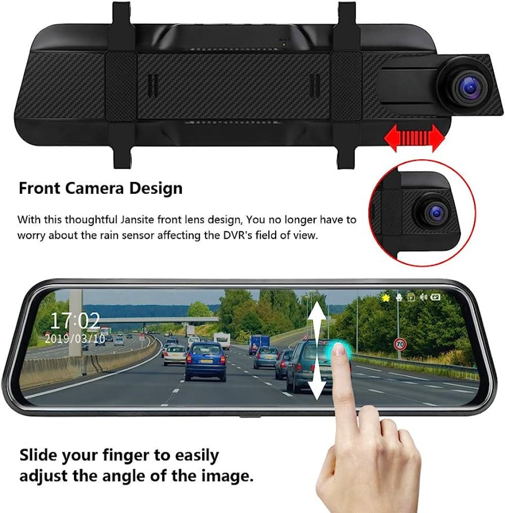 Picture of: Jansite  inch mirror dashcam full touch screen with loop