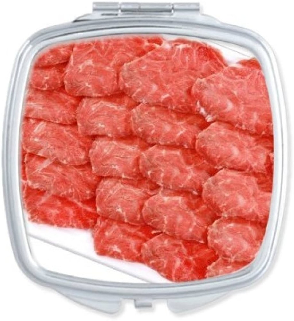 Picture of: Loin Steak Raw Meat Food Texture Square Mirror Portable Compact Pocket  Makeup Double Sided Glass