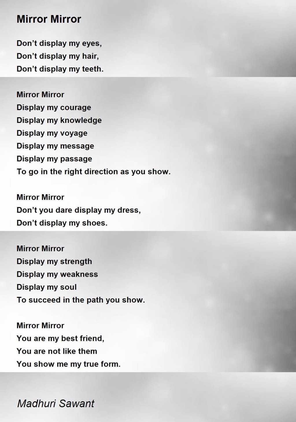 Picture of: Mirror Mirror – Mirror Mirror Poem by Madhuri Sawant