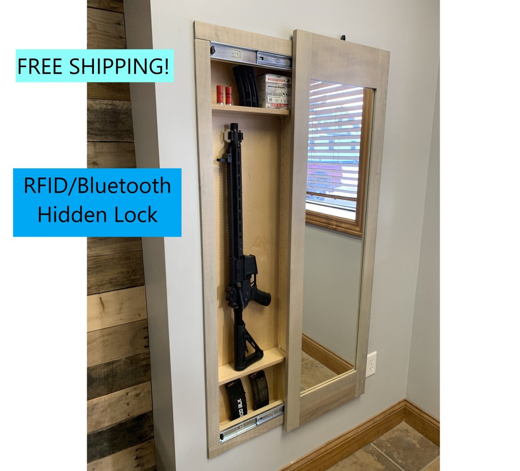 Picture of: MIRROR SAFE Hidden Storage Mirror In-wall Gun Safe – Etsy