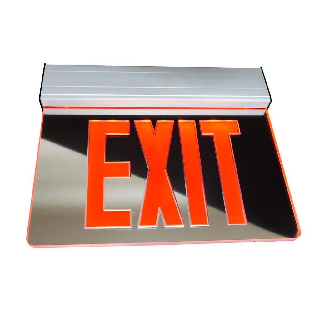 Picture of: Mirrored Panel Edge Lit LED Exit Sign – Battery –  Yr Warranty – UL Listed