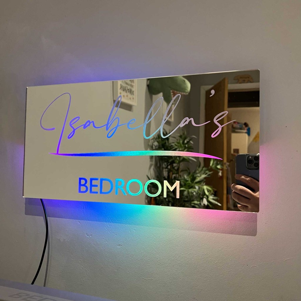 Picture of: Personalised Name Mirror Rectangular – LED Light Up