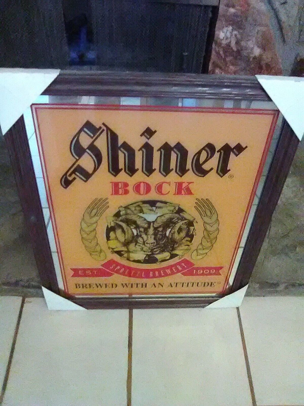Picture of: Shiner bock Beer Mirror/Wooden-Framed Sign NEW  Inox Wind