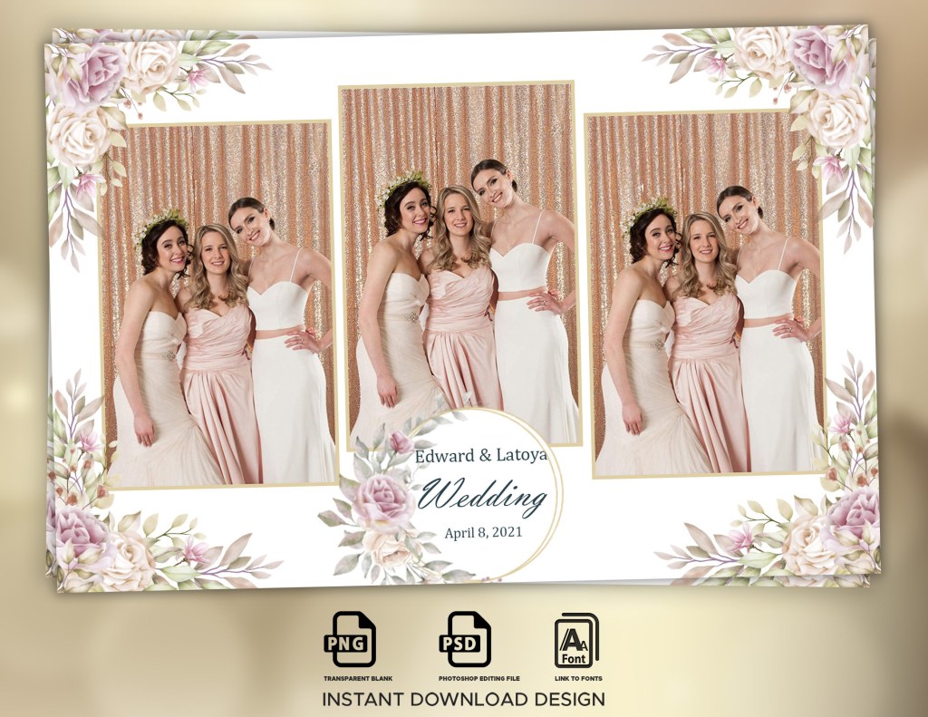 Picture of: Wedding Photo booth Template, Elegant Photo Booth Template, Photo Booth  Template Wedding, x Mirror, Floral photobooth templates